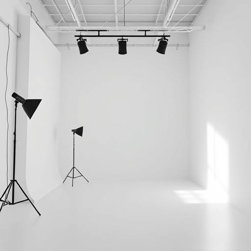 화이트톤 인테리어의 넓은 스튜디오 공간